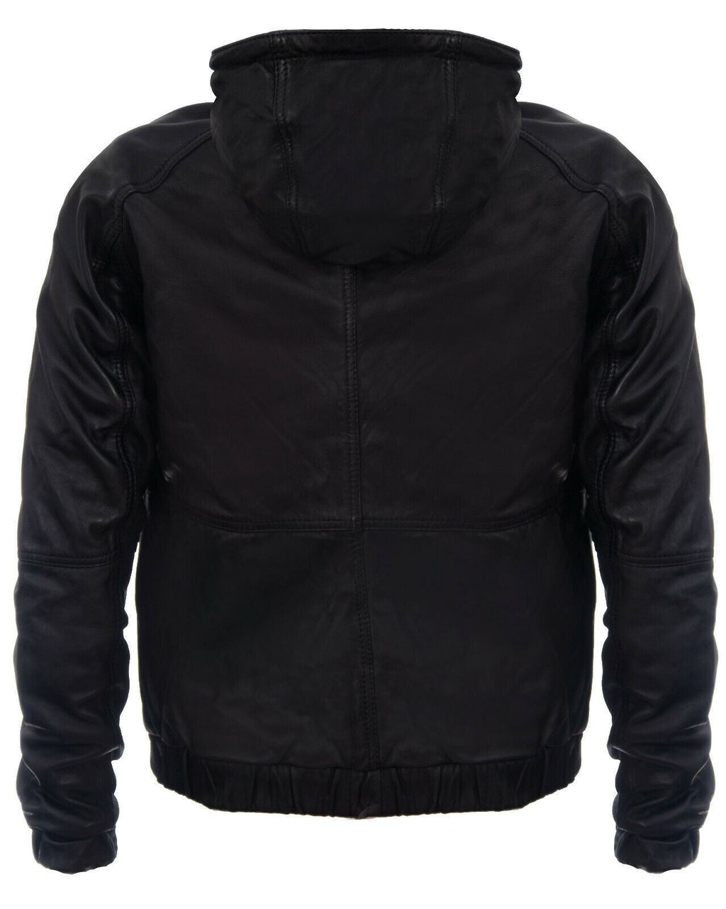 Men’s Casual Leather Hooded Bomber Jacket-Odesa