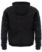 Men’s Casual Leather Hooded Bomber Jacket-Odesa