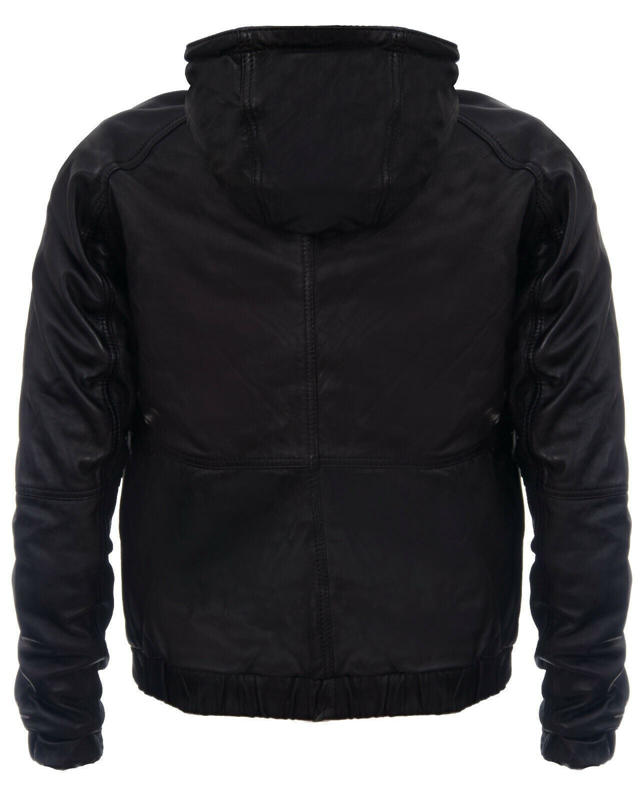 Men’s Casual Leather Hooded Bomber Jacket-Odesa