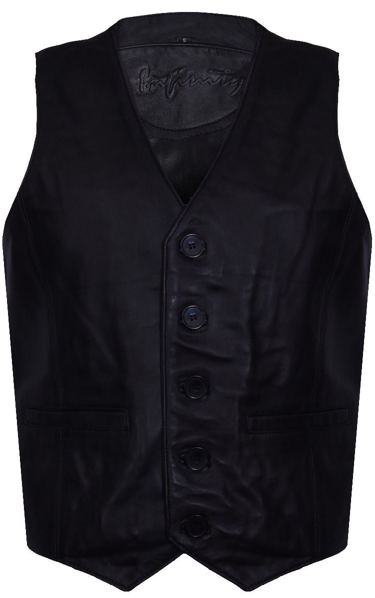 Mens Leather Waistcoat Formal Traditional Gilet Vest