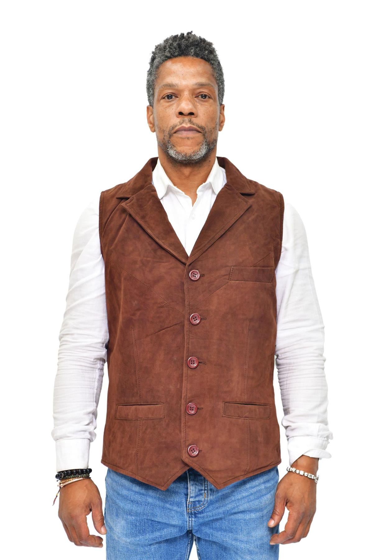 Mens Classic Smooth Goat Suede Leather Waistcoat-Exeter