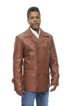 Mens Cowhide Leather Peacoat-Krakaw