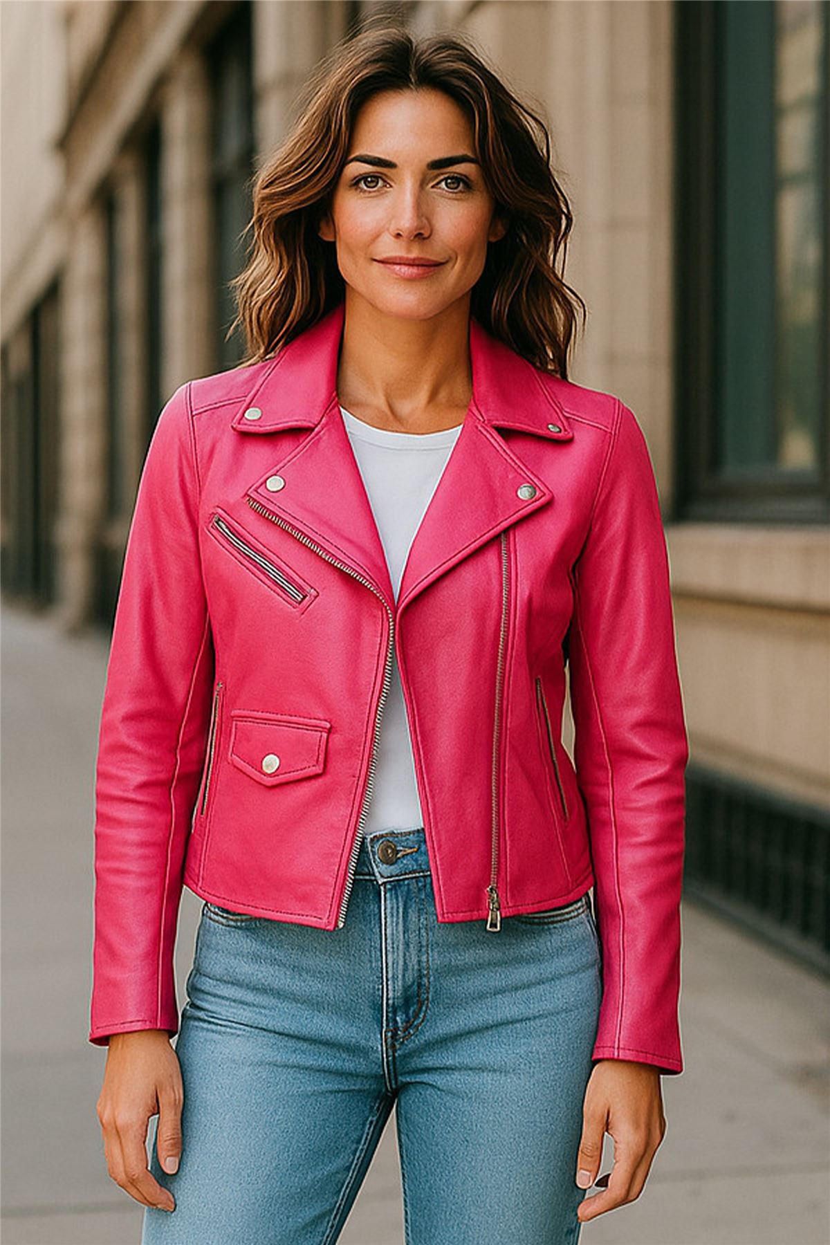 Women's Classic Brando Biker Leather Jacket - Broome