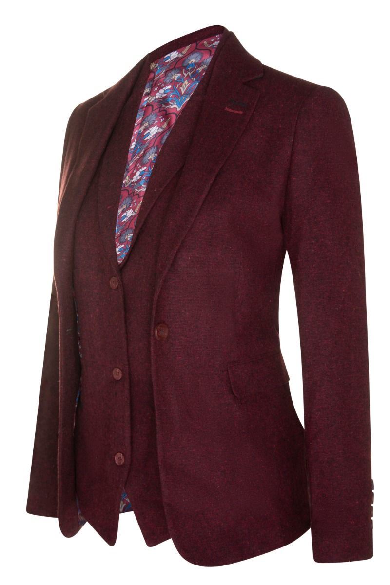 Womens 1920s  Wine Wool Classic Vintage Retro Blazer