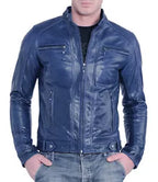 Decrum Real Lambskin Leather Jacket Motorcycle Jackets For Men - Quilted Cafe Racer Zip Up Moto Jackets Mens