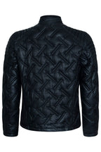 Men's Black Leather Quilted Biker Jacket - Manaus