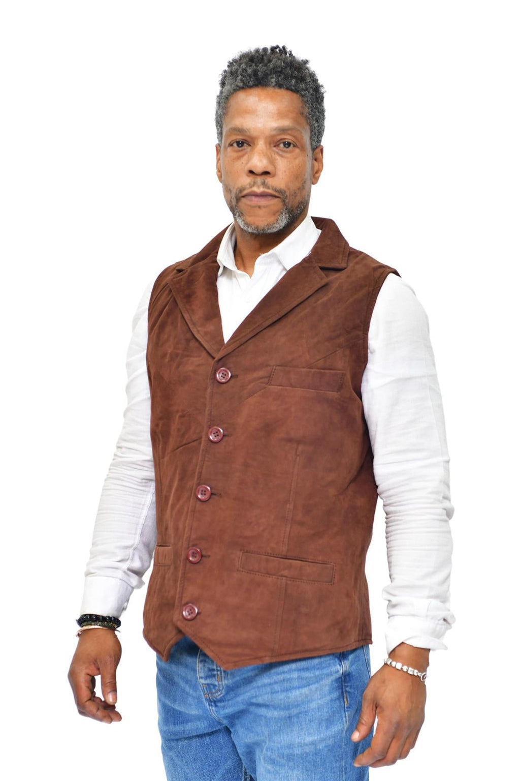 Mens Classic Smooth Goat Suede Leather Waistcoat-Exeter