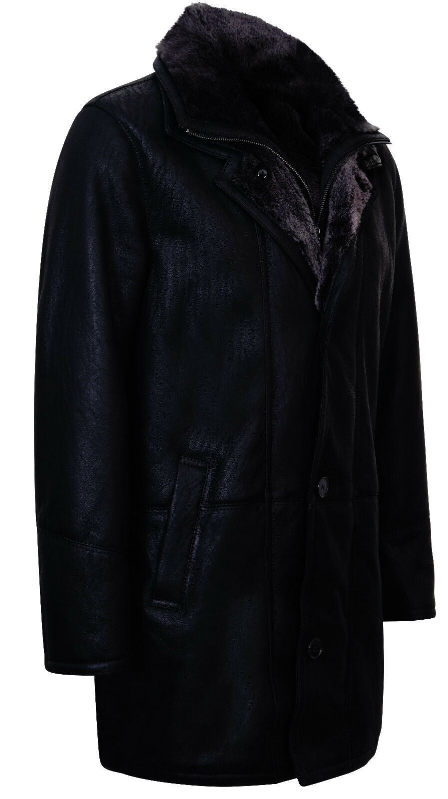 Mens Warm Shearling Sheepskin Leather Coat-Florence