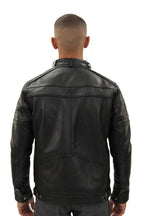 Men's Vintage Black Leather Biker Jacket-Naples