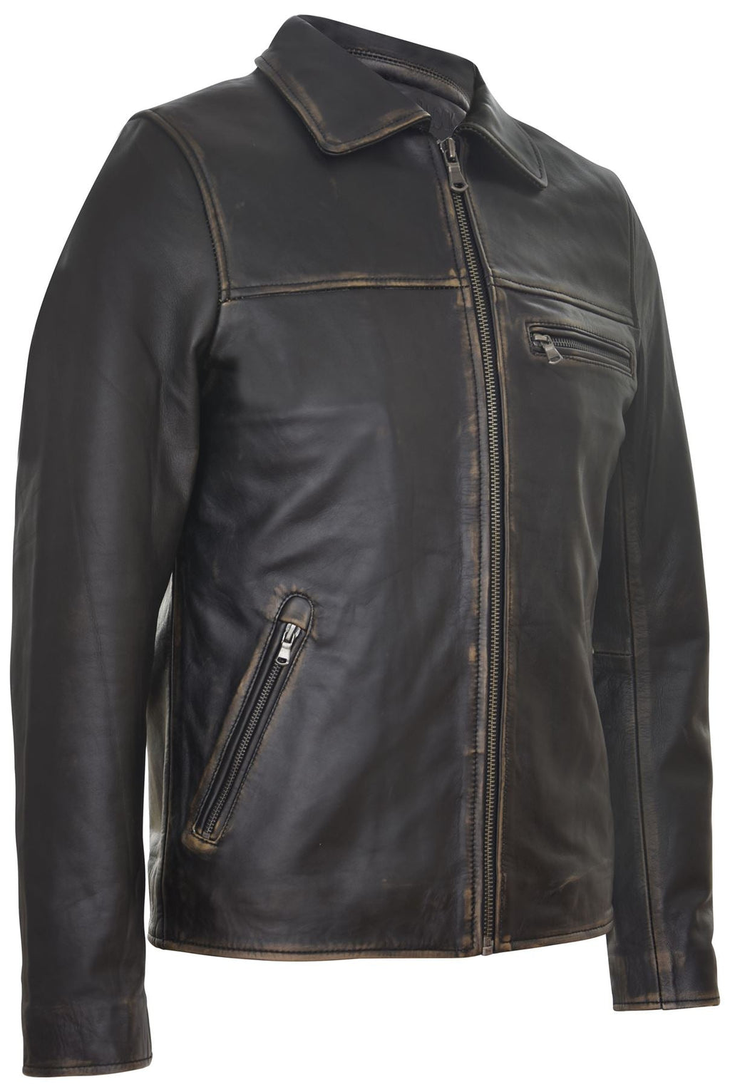 Mens Classic Cow Hide Leather Biker Jacket
