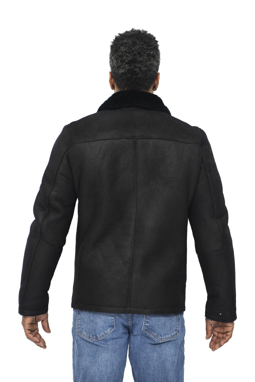 Mens Sheepskin Biker Bomber Jacket-Agboville