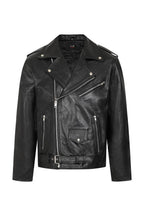 FONZY Classic Calf Leather Biker Jacket - Black Genuine Leather