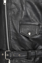FONZY Classic Calf Leather Biker Jacket - Black Genuine Leather
