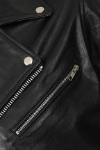 FONZY Classic Calf Leather Biker Jacket - Black Genuine Leather
