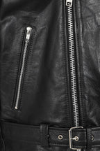 FONZY Classic Calf Leather Biker Jacket - Black Genuine Leather