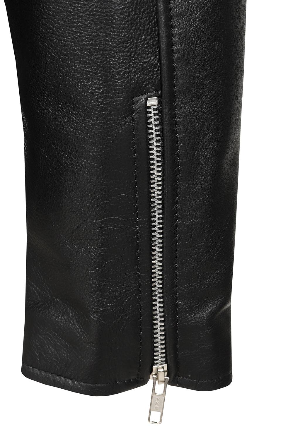 FONZY Classic Calf Leather Biker Jacket - Black Genuine Leather
