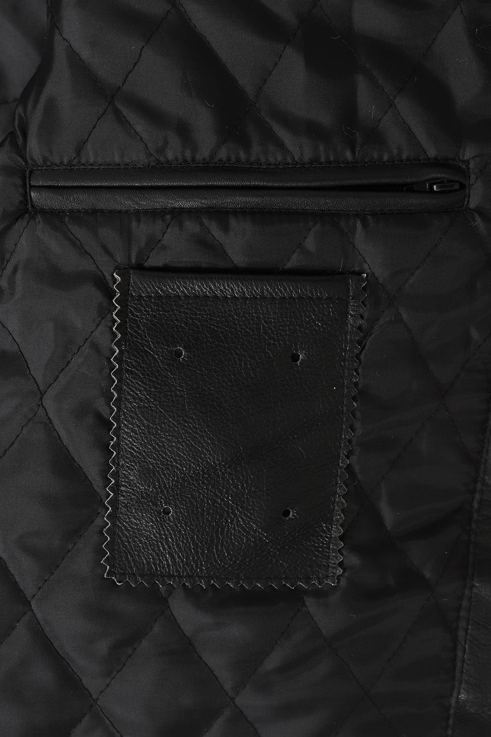 FONZY Classic Calf Leather Biker Jacket - Black Genuine Leather