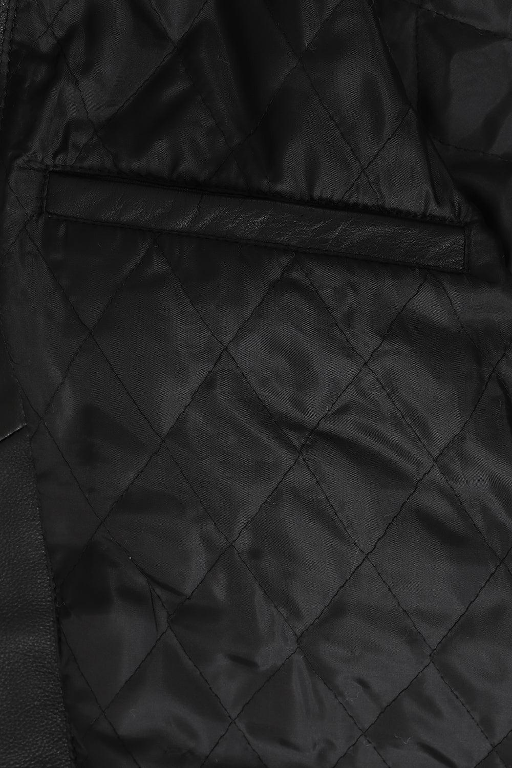 FONZY Classic Calf Leather Biker Jacket - Black Genuine Leather