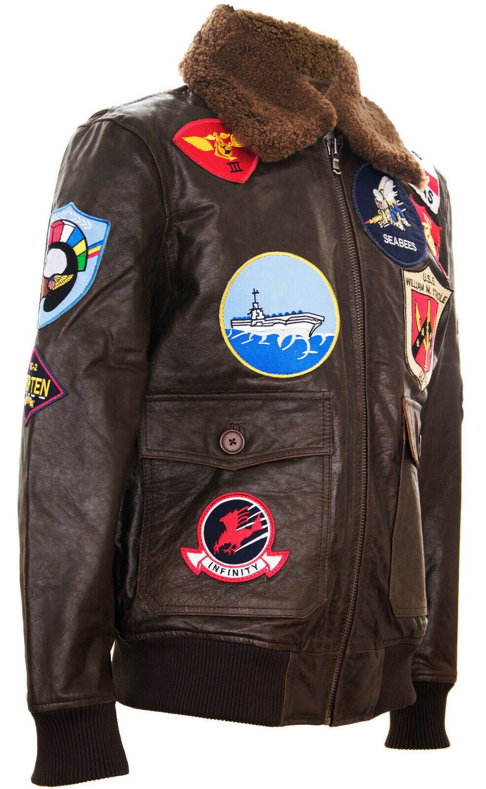 Mens Top Gun A2 Leather Bomber Jacket-San Diego
