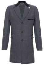 Mens 3/4 Long Grey Crombie Overcoat Jacket Herringbone Tweed Coat Peaky Blinder