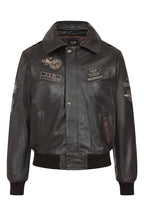 Men's Brown Genuine Leather Pilot Jacket - Detachable Fur Collar