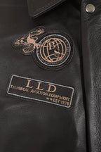 Men's Brown Genuine Leather Pilot Jacket - Detachable Fur Collar