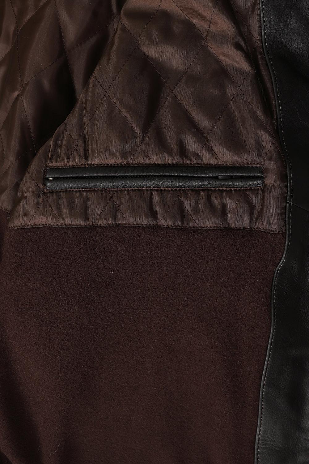 Men's Brown Genuine Leather Pilot Jacket - Detachable Fur Collar