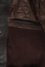 Men's Brown Genuine Leather Pilot Jacket - Detachable Fur Collar