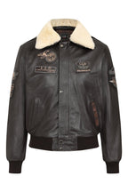 Men's Brown Genuine Leather Pilot Jacket - Detachable Fur Collar