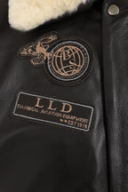 Men's Brown Genuine Leather Pilot Jacket - Detachable Fur Collar