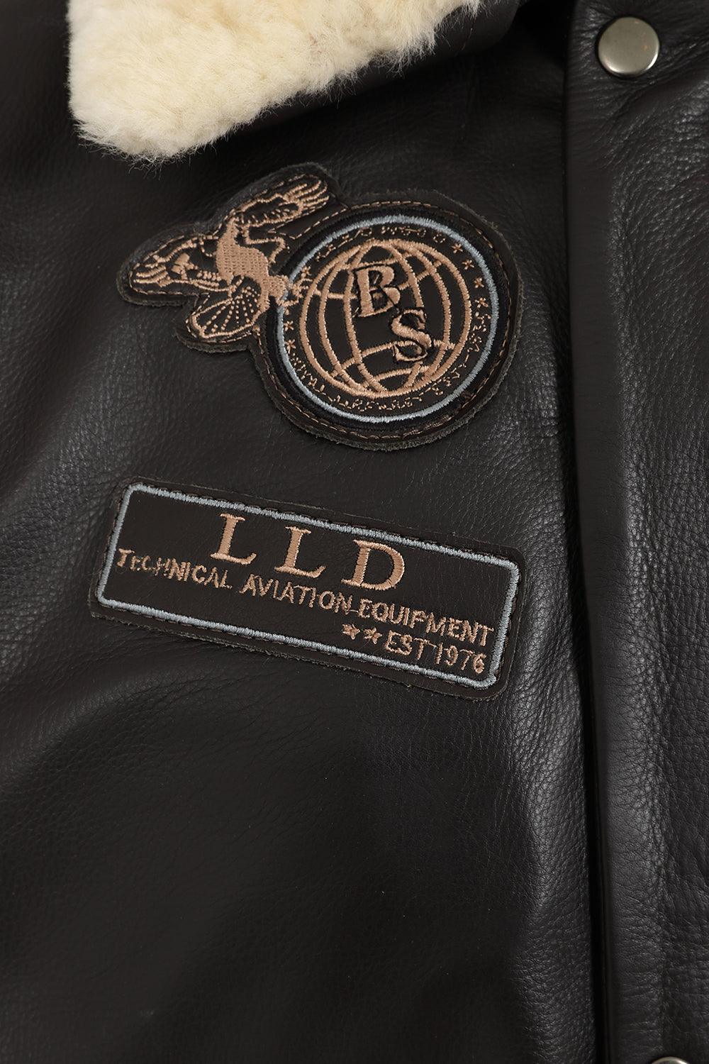 Men's Brown Genuine Leather Pilot Jacket - Detachable Fur Collar