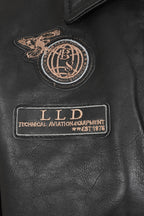 Men's Genuine Cowhide Pilot Leather Jacket - Black with Fur Collar