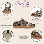 Blowfish Malibu Womens Leopard Brown Lace-Up Sneakers - Tastic