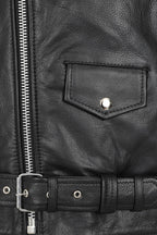 Men's Genuine Calf Leather Sleeveless Biker Vest - Black Classic