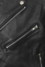 Men's Genuine Calf Leather Sleeveless Biker Vest - Black Classic