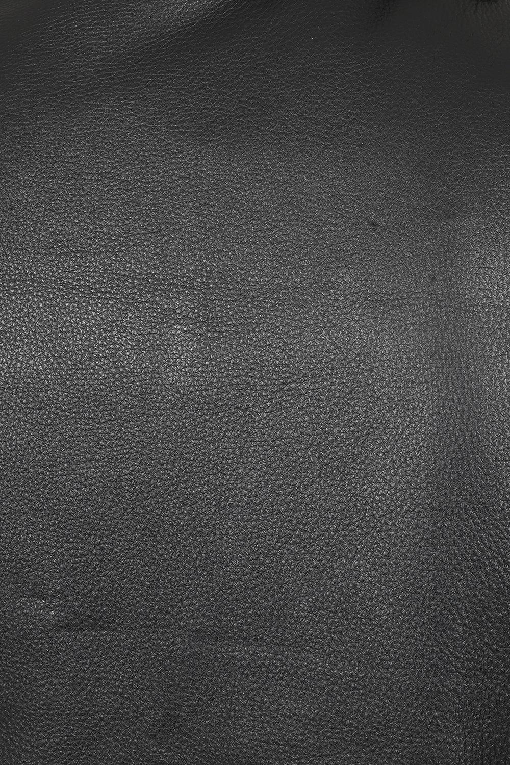 Men's Genuine Calf Leather Sleeveless Biker Vest - Black Classic