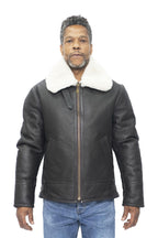 Mens B3 WW2 Leather Sheepskin Aviator Flying Jacket-Charleston