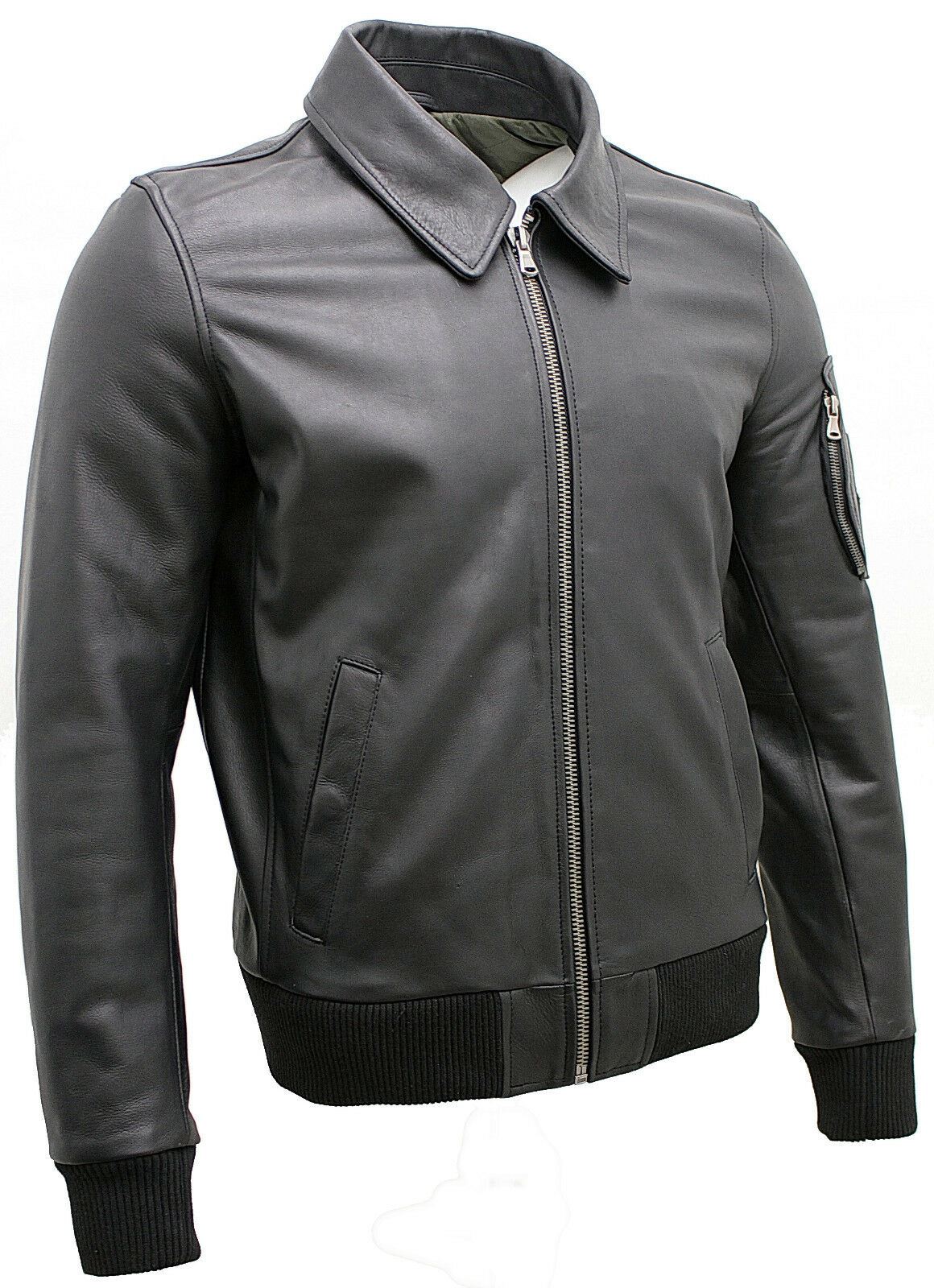Mens Cowhide Analine Leather A2 US Airforce Bomber Jacket