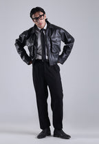 Classic Cropped Leather Jacket