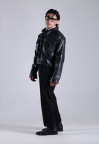 Classic Cropped Leather Jacket