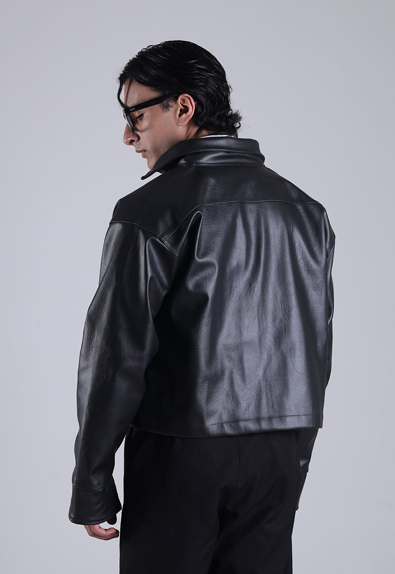 Classic Cropped Leather Jacket