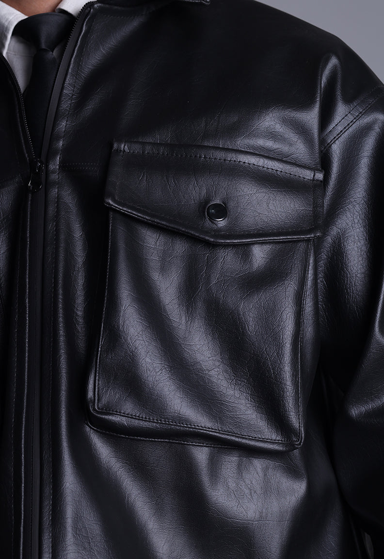 Classic Cropped Leather Jacket