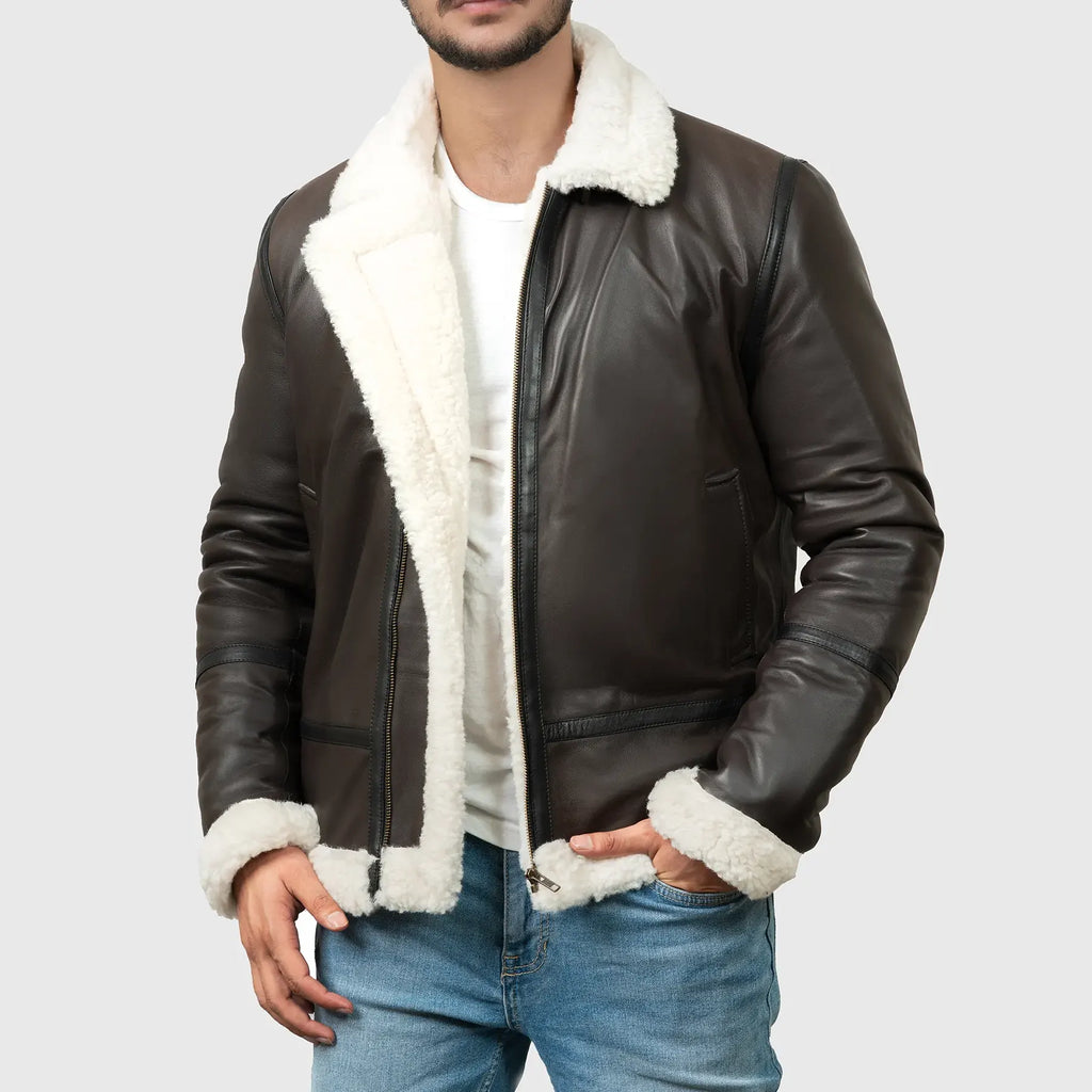 Men’s Brown B-3 Bomber Leather Jacket