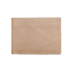 Beige Slim Fold Leather Wallet
