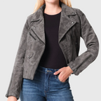 Brown Suede Biker Jacket