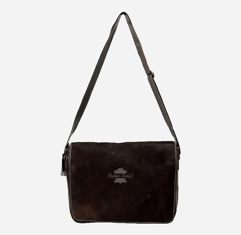 Unisex Hair on Hide Leather Crossbody Satchel Bags