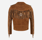 BRANDO Men's Suede Fringe Jacket Vintage Western Biker Jacket