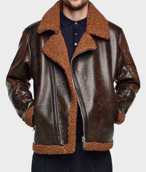 Men’s Dark Brown Shearling Leather Jacket