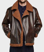 Men’s Dark Brown Shearling Leather Jacket