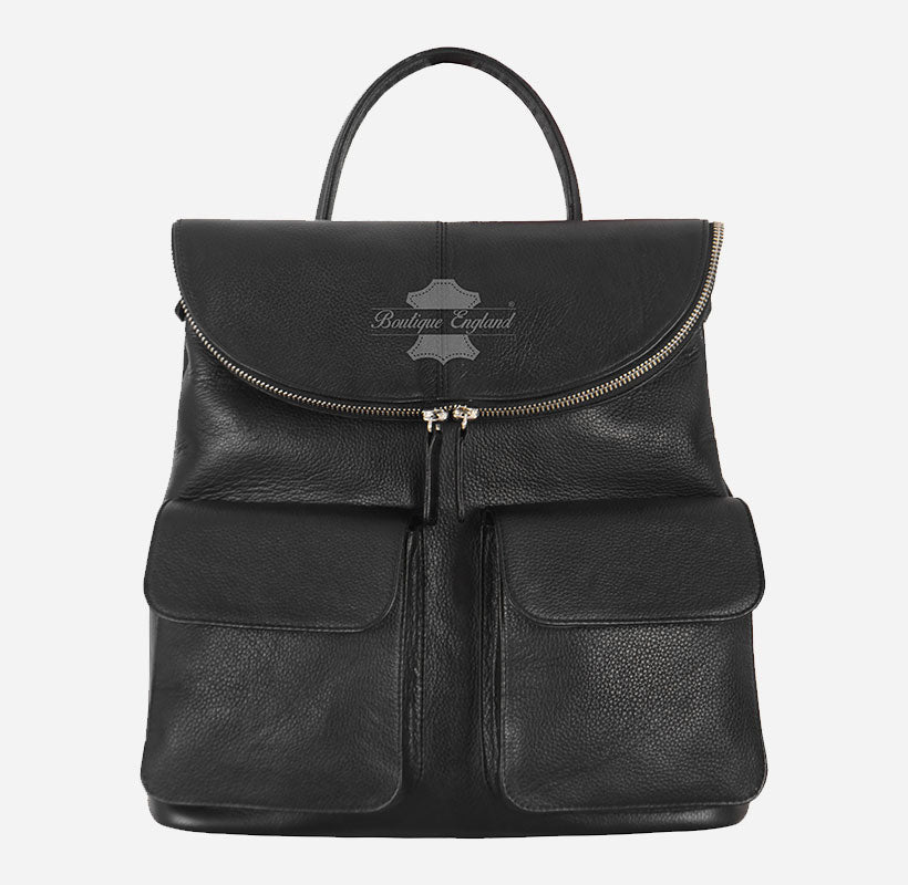 Women's Leather Backpack Leather Rucksack Black